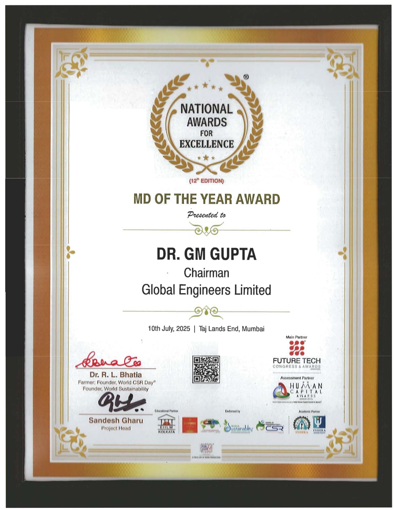 Certificate of Excellence - MBA at 84